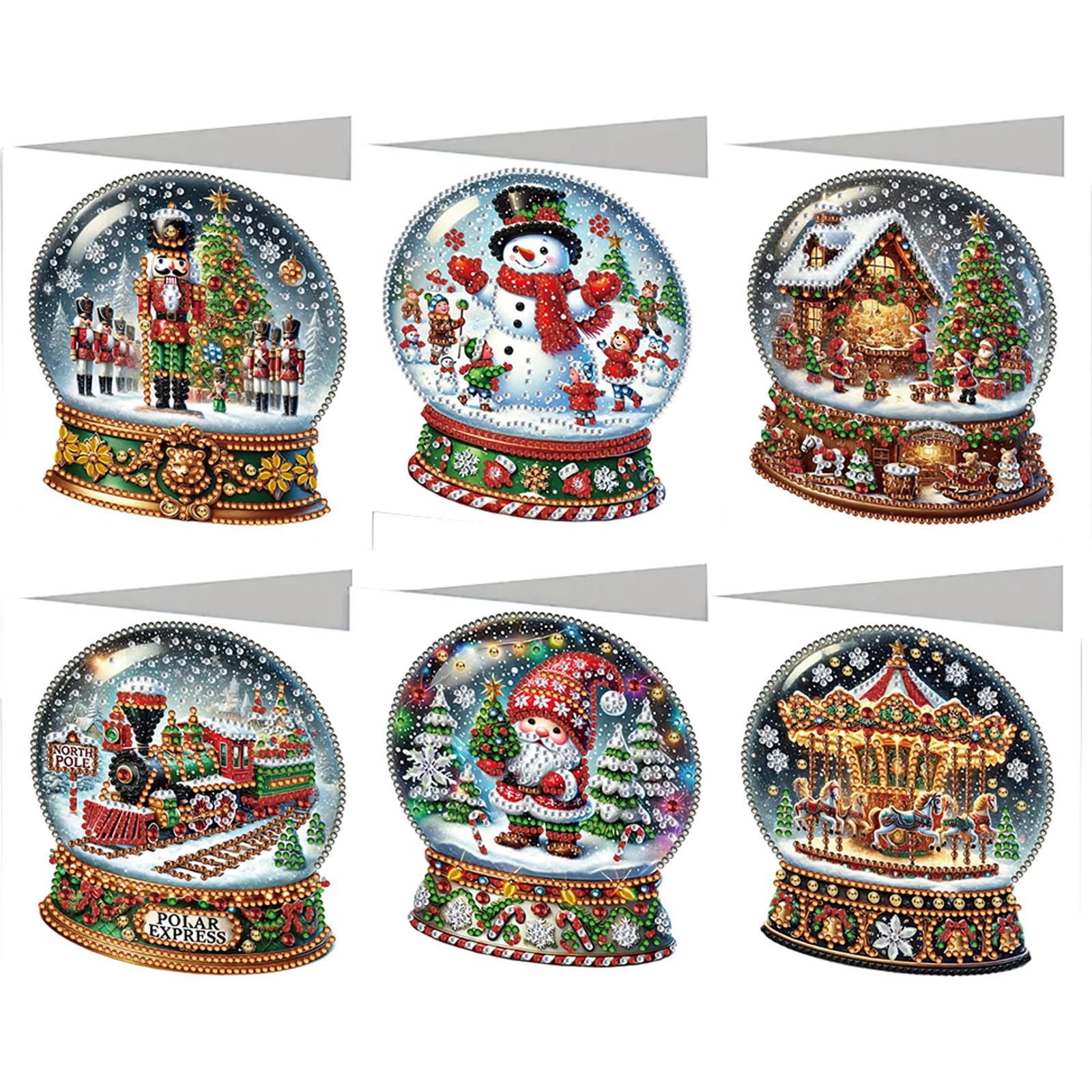

6Pcs Xmas Designs Diamond Art Handmade Cards DIY Rhinestone Diamond Art Mosaic Postcards Thank You Cards and Holiday Blessings
