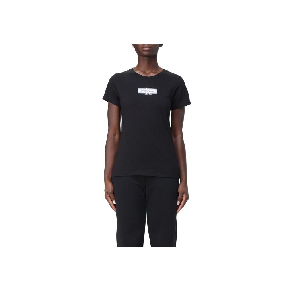 Calvin Klein Logo Loose Fit Crew Neck Short Sleeve T-Shirt Women Tops Black J20J223625-BEH