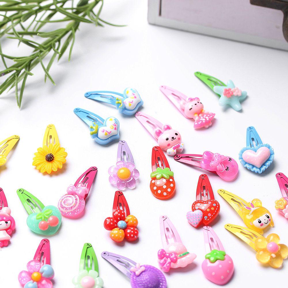 10/20PCS Lovely Cartoon Pattern Infant Jewelry Hair Clips Girls Hairpins Flower Shaped