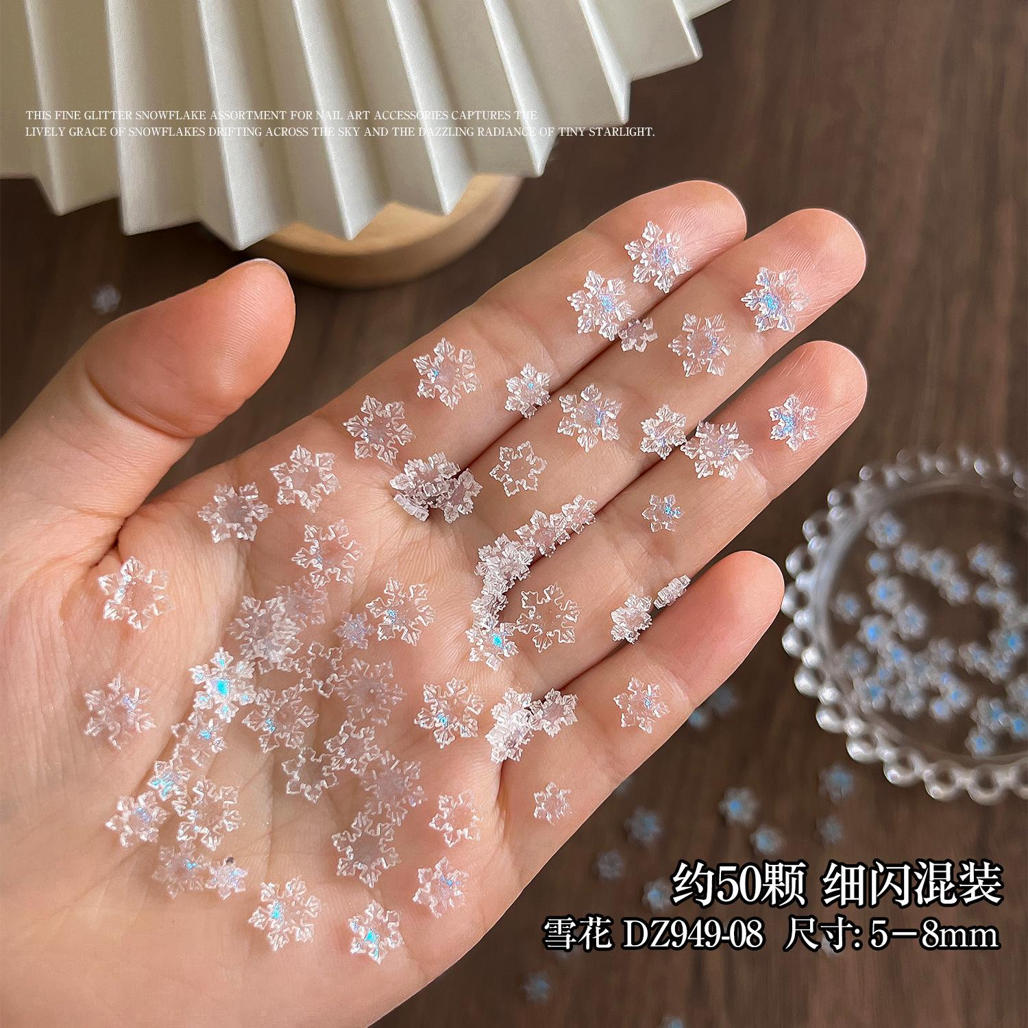 

Mixed Ice Transparent Fine Flash Snowflake Internet Celebrity New Light Luxury Versatile Colorful Frost Flower Christmas Nail Accessories