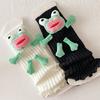 Fashionable Women Girl's Novelty Cartoon Leg Covers Footwear Funny 3D Ugly Frogs Dolls Knitted Leg Warmers Boot Toppers