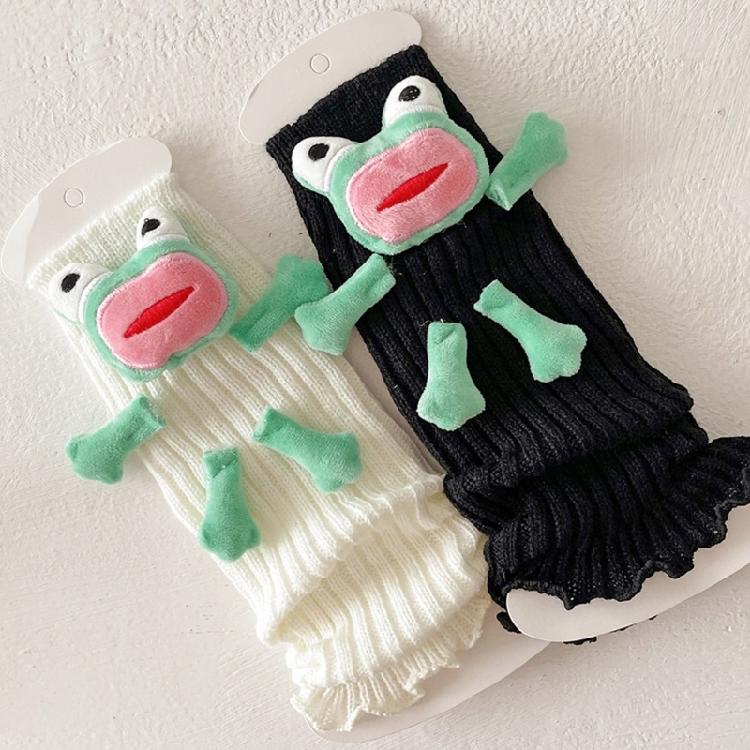 Fashionable Women Girl's Novelty Cartoon Leg Covers Footwear Funny 3D Ugly Frogs Dolls Knitted Leg Warmers Boot Toppers