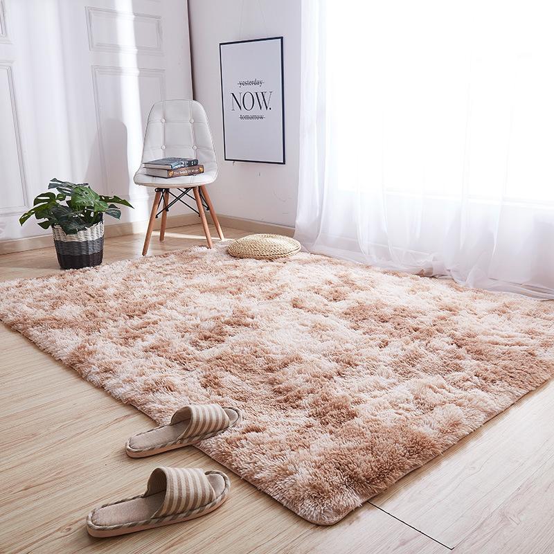 Solid Color Silk Wool Carpet Variegated Tie-Dye Gradual Change Floor Mat Room Coffee Table Mat Internet Celebrity Hair Covered Balcony Bay Window Mat