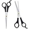 CUVLY Stainless Steel Hair Cutting Scissor for Men Women Professional Salon Barber Hairdressing Styling Tool Kit(Set Of 2,Black)