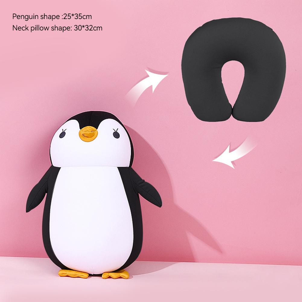 

2 в 1 деформируемые подушки для путешествий в форме U для взрослых/детей, пингвины, кошки, животные, дорожная подушка, плюшевая игрушка, подушка для шеи 1