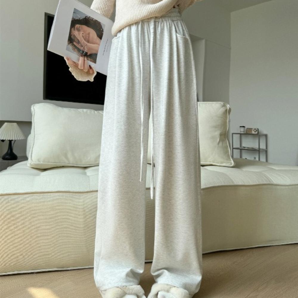 Women's High Waist Drawstring Wide Leg Pants Casual Loose Trousers for Fall Winter Daily Wear