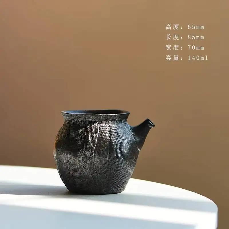 

140ml Handicrafts Weaving Fire Pottery Tea Pitcher Antique Tea-separating Cha Hai Side Hanlde Justice Cup Tea Items Supplies