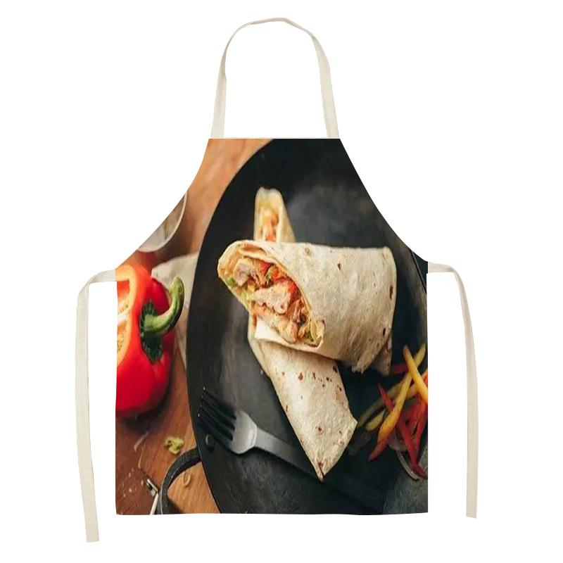 Cooking Baking Chef Apron Seductive Pizza Burger Gourmet Pattern Kitchen Sleeveless Apron Linen Household Cleaning Tools