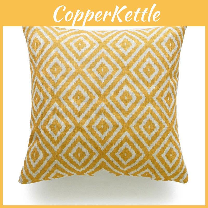 Premium Quality Mustard Yellow Geometric Cushion Cover For Seasonal Charm