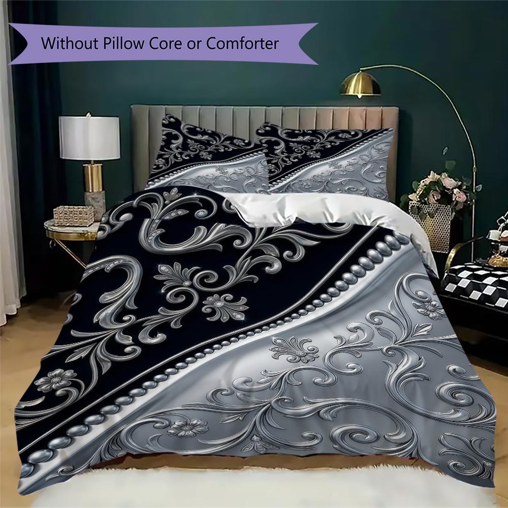 Royal Flower Pattern Bedding uilt Set uilt Cover Pillowcase Home Decoration Birthday Gift (1 * duvet cover + 2 * pillowcase without core)