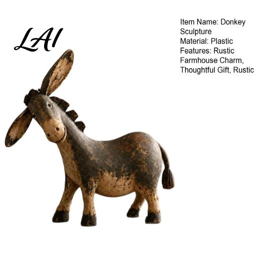 Resin Animal Sculpture Vintage Donkey Sculpture Rustic Farmhouse Figurine Tabletop Ornament Traditional Home Embellishments for Shelf Mantel