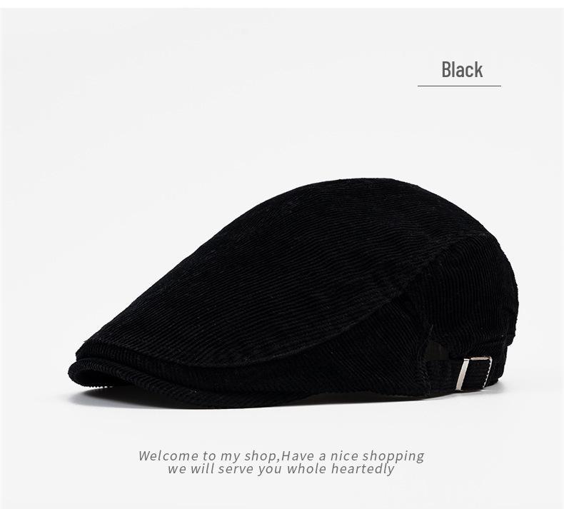 Men's Corduroy Cotton Newsboy Cap - Soft Brim Autumn Beret, Large Size, British Style Pageboy Hat