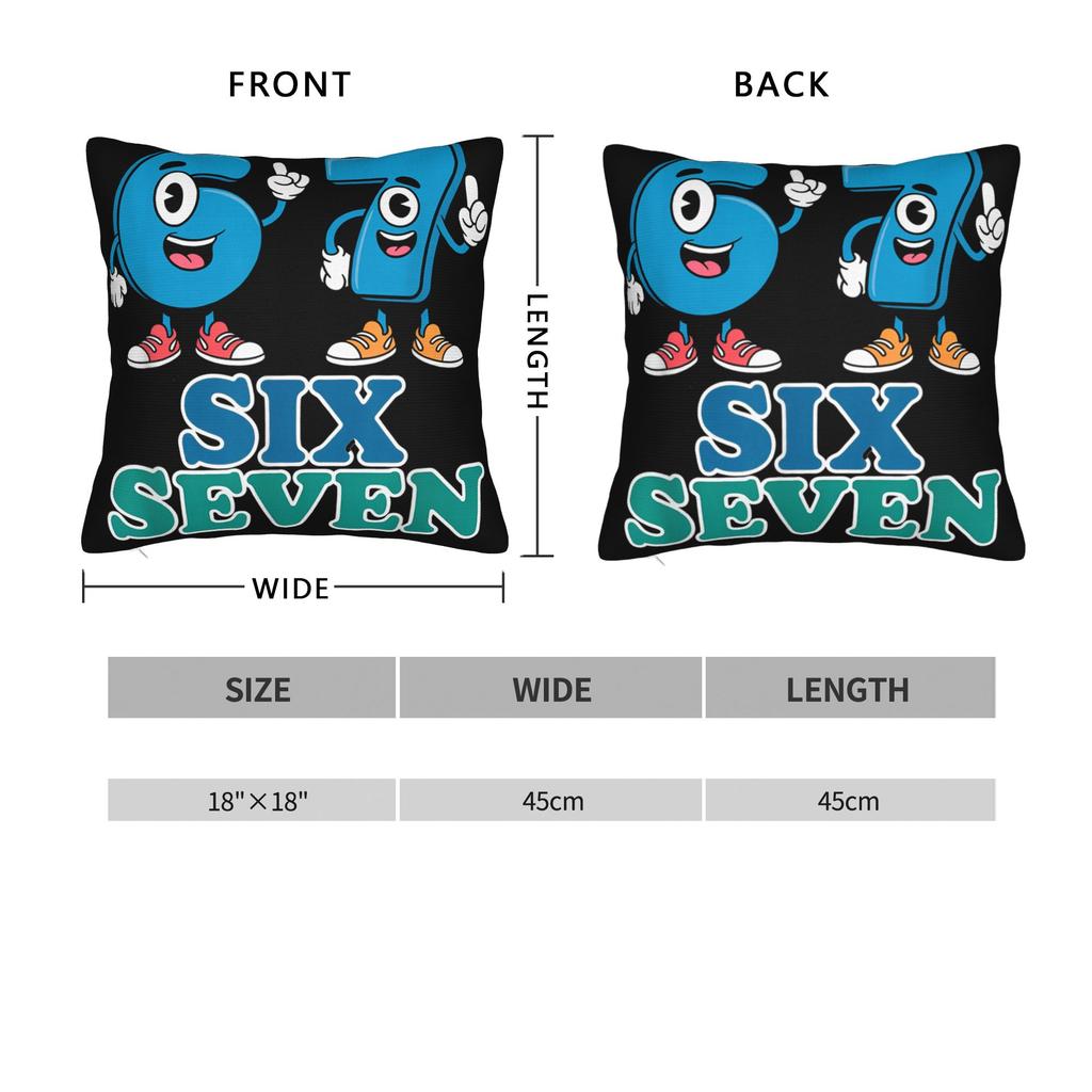 67 Six Seven 6-7 Funny Italian Brainrot Pillowcases  Retro Trendy Pillow Case For Living Room Bed Chair Comfy Pillow Cover
