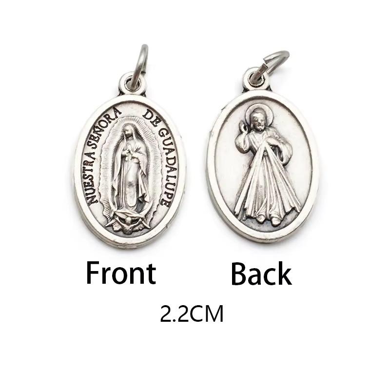 Breloques métalliques réversibles pour colliers, bracelets, accessoires de bricolage, grande médaille ovale de saint pour tout type de chaîne ou de collier, bijoux chrétiens