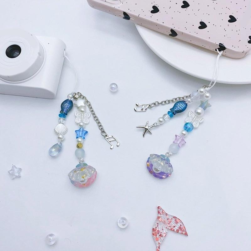 Handmade Beaded Phone Lanyard Star Shape Pendant Strap Detachable Phone Chains Keyring Portable Accessory for Women