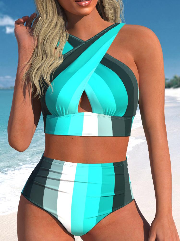 

Лето 2024, комплект из двух предметов, пляжное бикини, сексуальный комплект купальников, летний женский новый принт, бикини из двух предметов, пляжный купальник XL синий