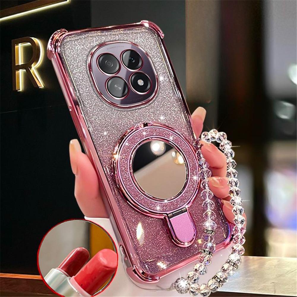 Glitter Mirror Holder Bracelet Phone Case For Samsung Galaxy Note 20 Ultra Note 10 Plus Soft Silicone Shockproof Stand Cover