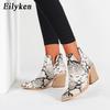 Fashion EilyKen Autumn Winter Casual Western Cowboy Ankle Boots Women Snake Cowgirl Booties Short Cossacks Botas High Heels Shoes