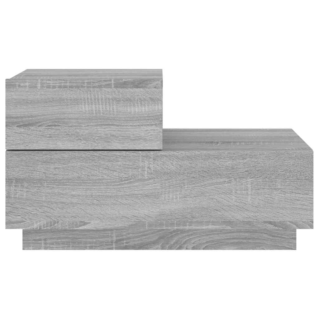 Nightstand with LED Lights Grey Sonoma 70 X 36 X 40.5 Cm