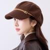 Korean Style Autumn Winter Women Large Head Circumference Octagonal Hat