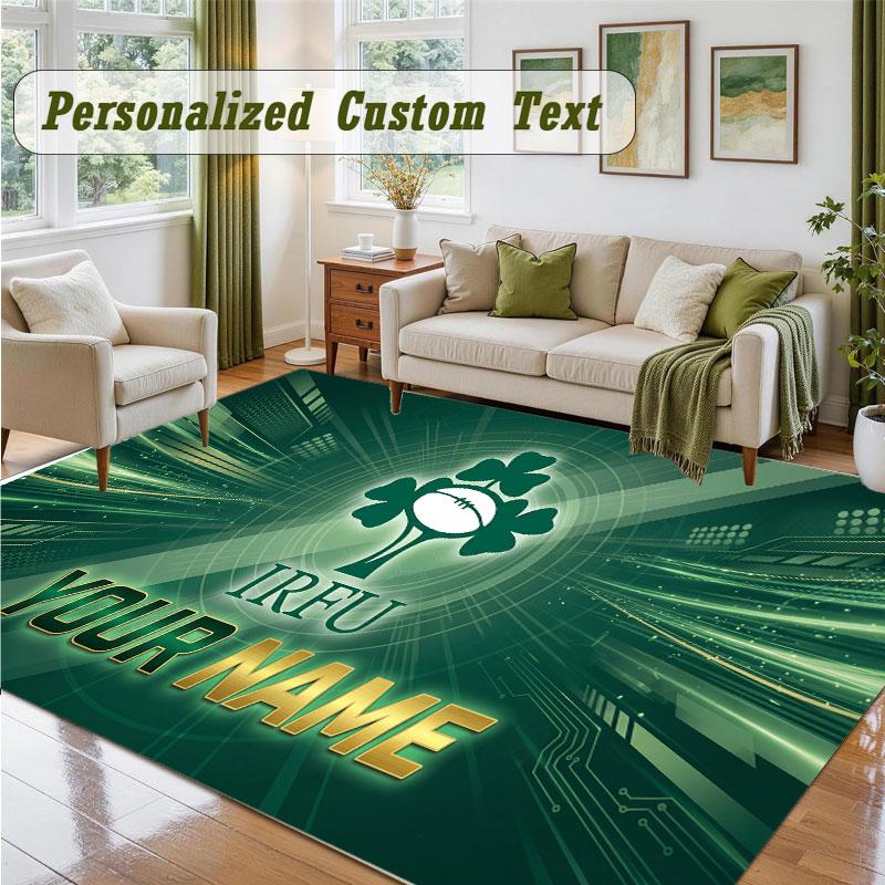 Crystal Velvet Square Rug Custom NameIreland Rugby Pattern Non Slip Home Floor Decor Rug