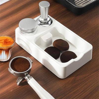 Station Support pour Tamper à Café 51-58mm avec Boîte à Marc de Café, Support pour Porte-Filtre à Café, Tapis de Tamponnage Organisateur, Outils de Barista
