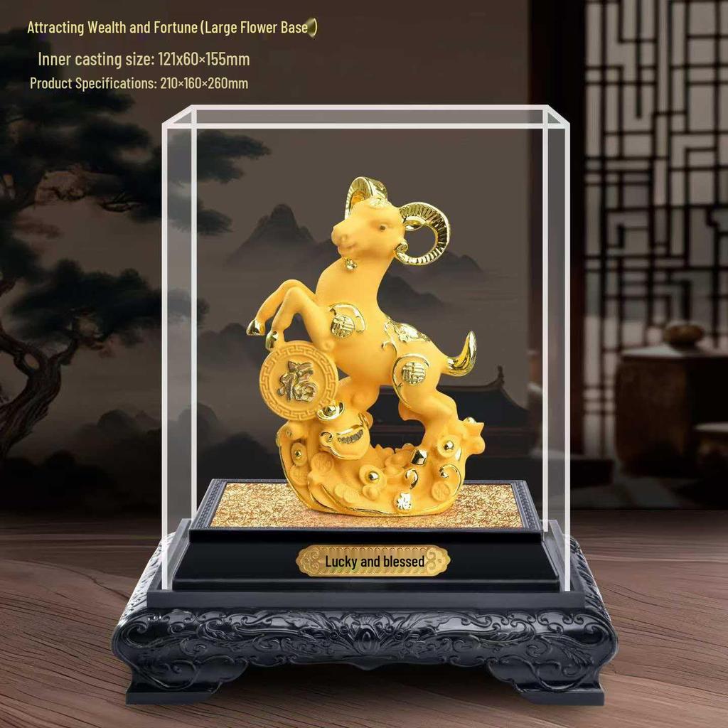 Golden Sheep Feng Shui Figurine for Prosperity - Three Sheep Zodiac Wealth Attracting Gift