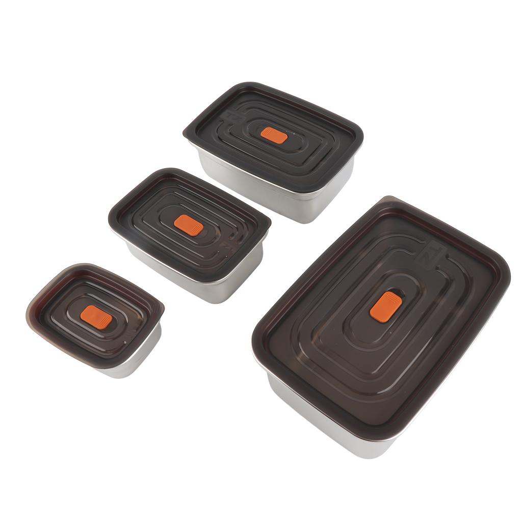 4Pcs Stainless Steel Food Containers with Leakproof Lids Rectangle Food Storage Box
