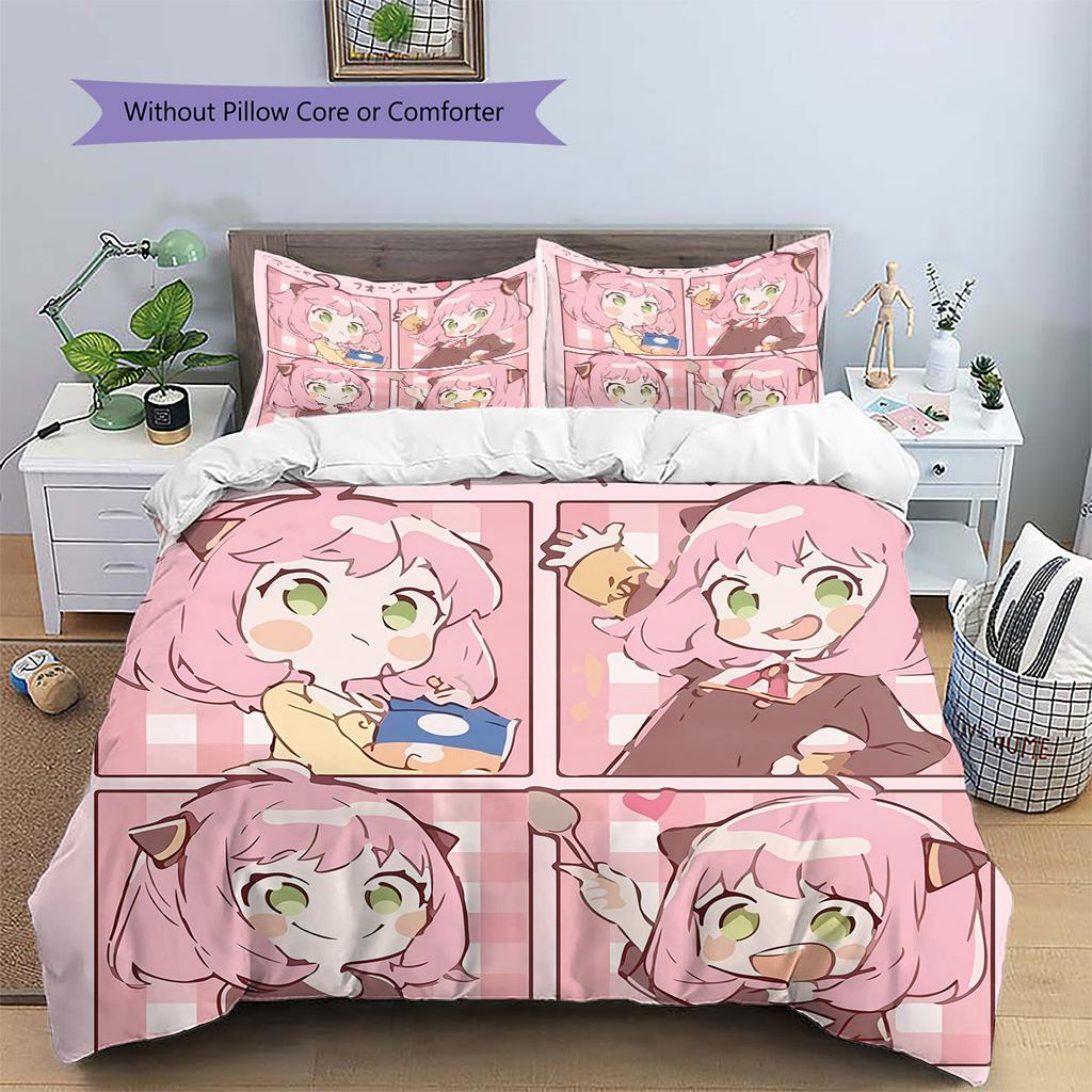 Spy x Family3 Pattern Bedding Quilt Set Home Decoration Gift (1 * duvet cover + 2 * pillowcase without core)