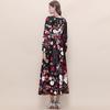 Spring Vintage Floral Maxi Dresses for Women Runway Cross V-Neck Long Lantern Sleeve Sashes Beach Holiday Dress Boho Robe
