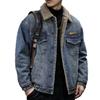 Giacca da Lavoro Invernale da Uomo in Velluto e Denim Retro Americano - Spessa, Calda, con Lana d'Agnello
