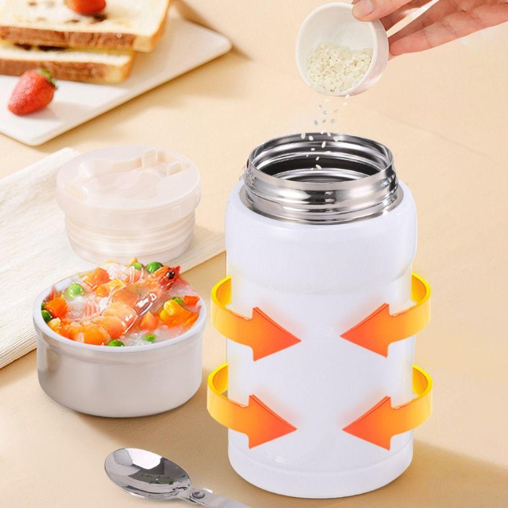 Large Capacity 750ml Thermal Food Jar with Spoon Soup Jar Durable Thermos Cup  School