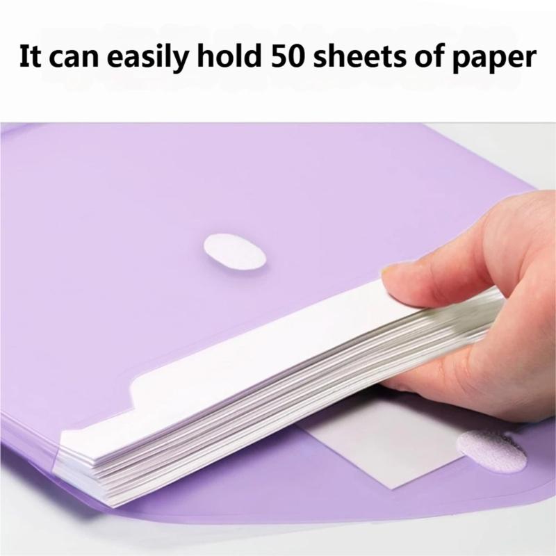 5/10Pcs Expandable File Organiser with Clear Label Window 3 Holes Punched Pocket Document Bag for Office Organization