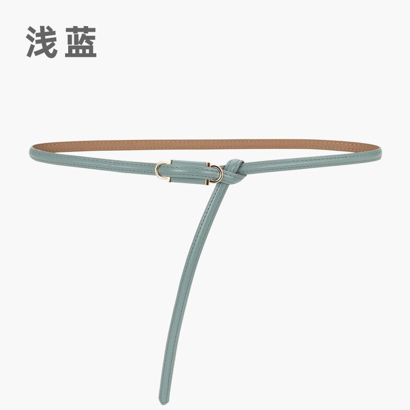 Four Seasons Available New Women'S Leather Thin Belt With No Hole Design Decorative Belt Waist Cover Dress Versatile Two Layer Leather Women'S Belt