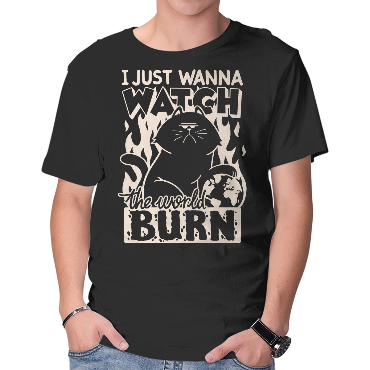 Unisex Crew Neck T-Shirt World Burn Graphic Short Sleeve Casual Tee XXXXL