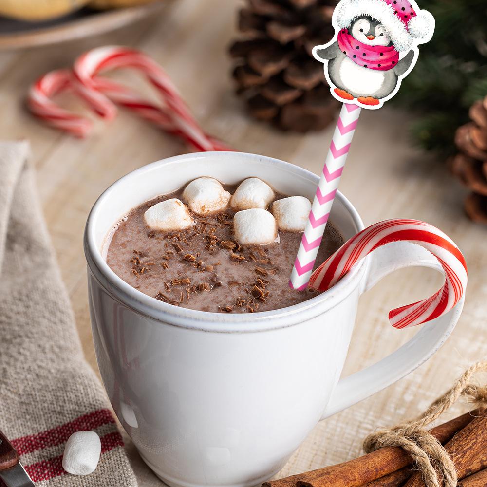 New Styles, Christmas, Cartoon Snowman, Plugins, Party Decorations, Beverage Straws, Disposable Paper Straws, Decorative Items