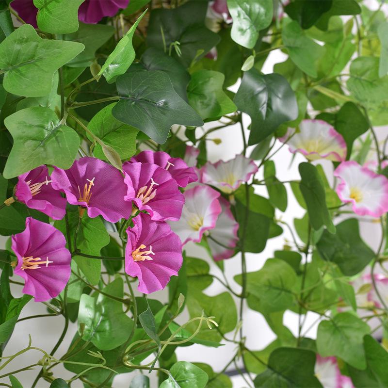 Artificial Morning Glory Wall Hanging Decoration - Green Plant Basket for Living Room
