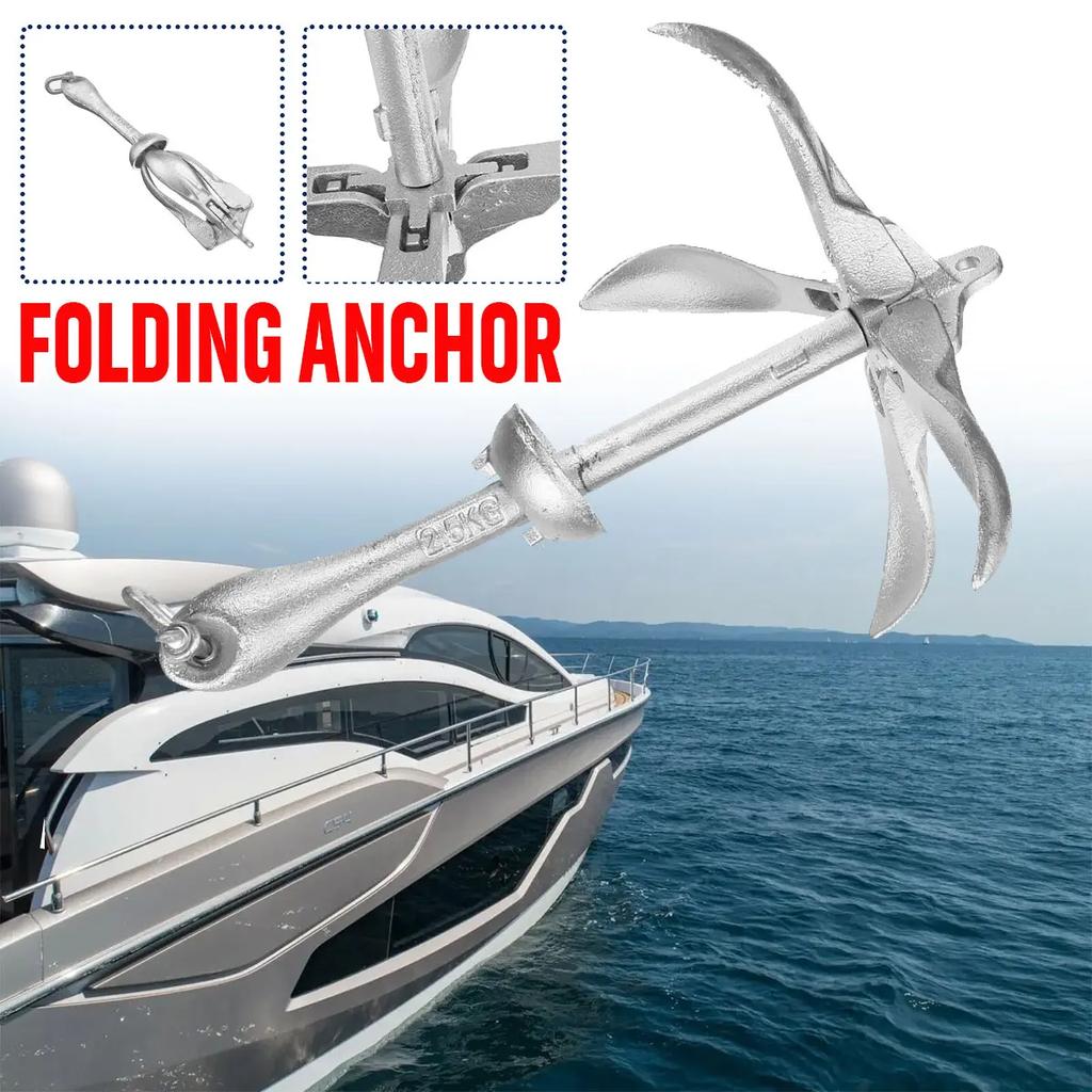 For Marine Yacht Folding Anchor Kayak Canoe 2.5KG/3.2KG Cast Aluminum Boat Folding Grapnel Anchor Docking Hardware