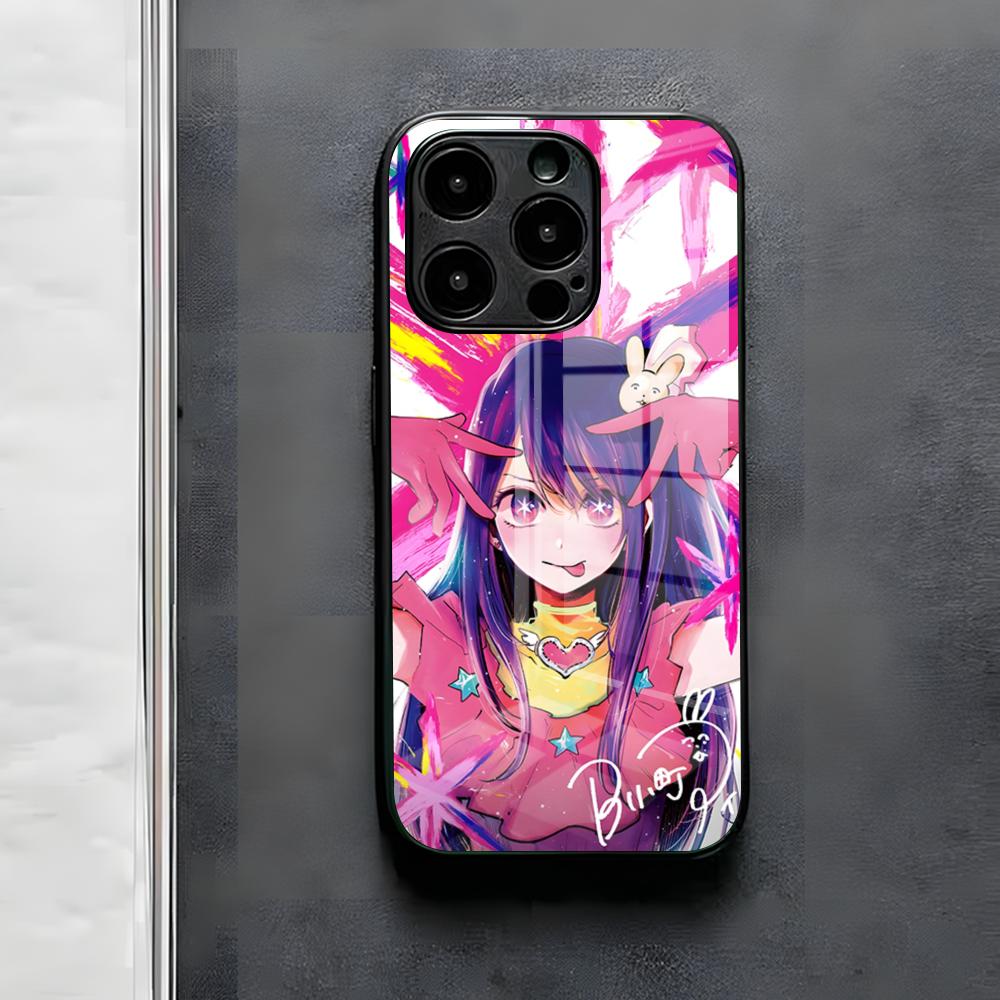 Oshi No Ko Anime Ai Hoshino Phone Case For IPhone 17 Air 16 E Pro Max 15 14 13 Mini 12 Pro 11 Max Plus Black Glass Cover