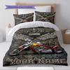 Name Custom Motor cycles Pattern Bedding Set Quilt Cover Pillowcase Home Decor Gift (1 * duvet cover + 2 * pillowcase, without core)