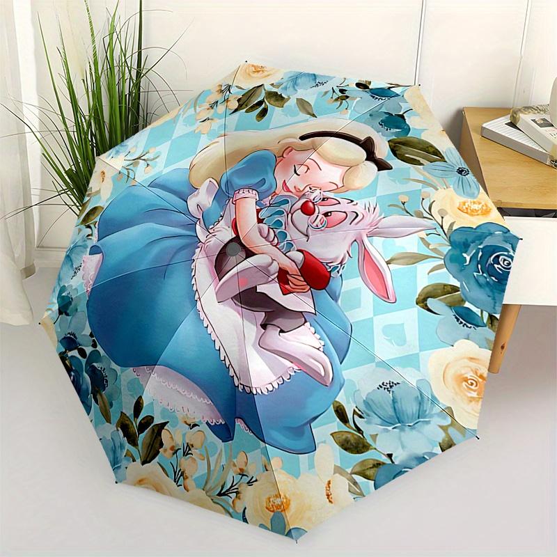 

Disney Alice Rabbit Automatic Open/Close Fashion umbrella - Cute Umbrella with Cute Design, Portable 3-Fold Compact Umbrella for Men & Women