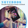 Student Classroom Notebook Cartoon Printed Portable Imitation Leather Black Notebook Creative Notebook