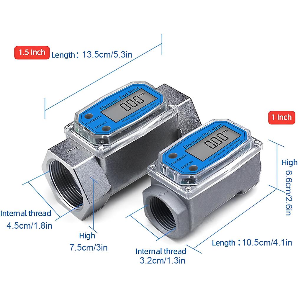Electronic Flows Meter Measuring Flowmeter LCD Flows Indicator 1.5inch