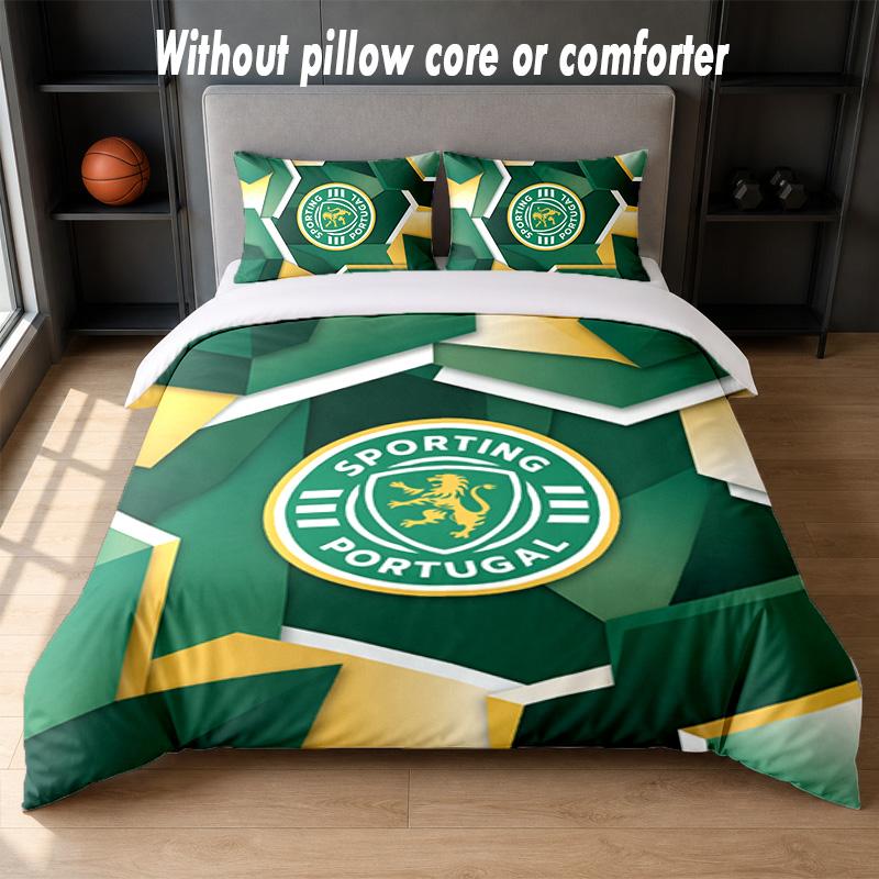 Sporting CP FC Design Bed Bedding Set 1 Duvet Cover + 2 Pillowcases Soft Breathable Household Bed Linens