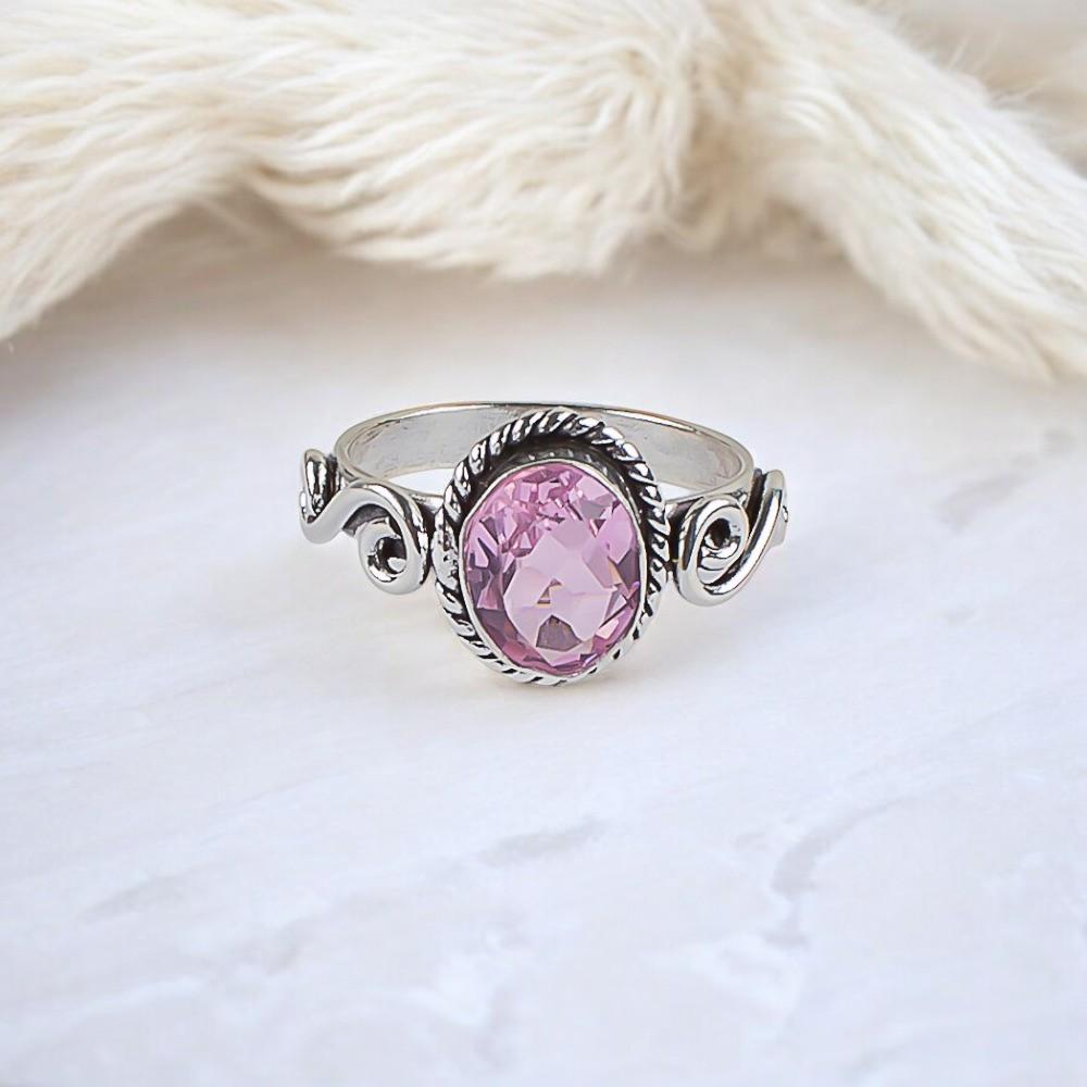 Morganite Gemstone 925 Sterling Silver Jewelry Handcrafted Unisex Ring For Gift RR-14-10