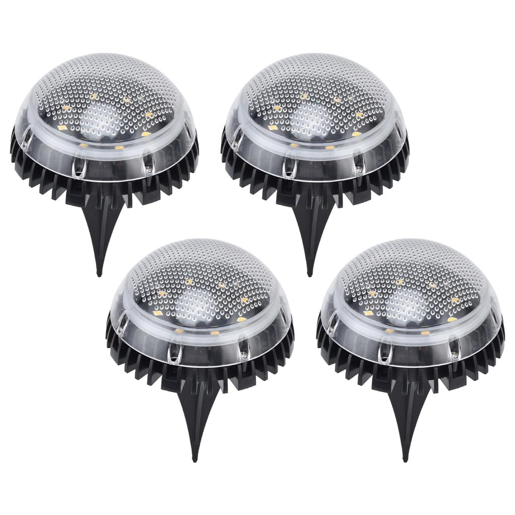 4Pcs Solar Ground Lights Waterproof Color Gradient 8 LEDs Disk Solar Deck Lights for Outdoors