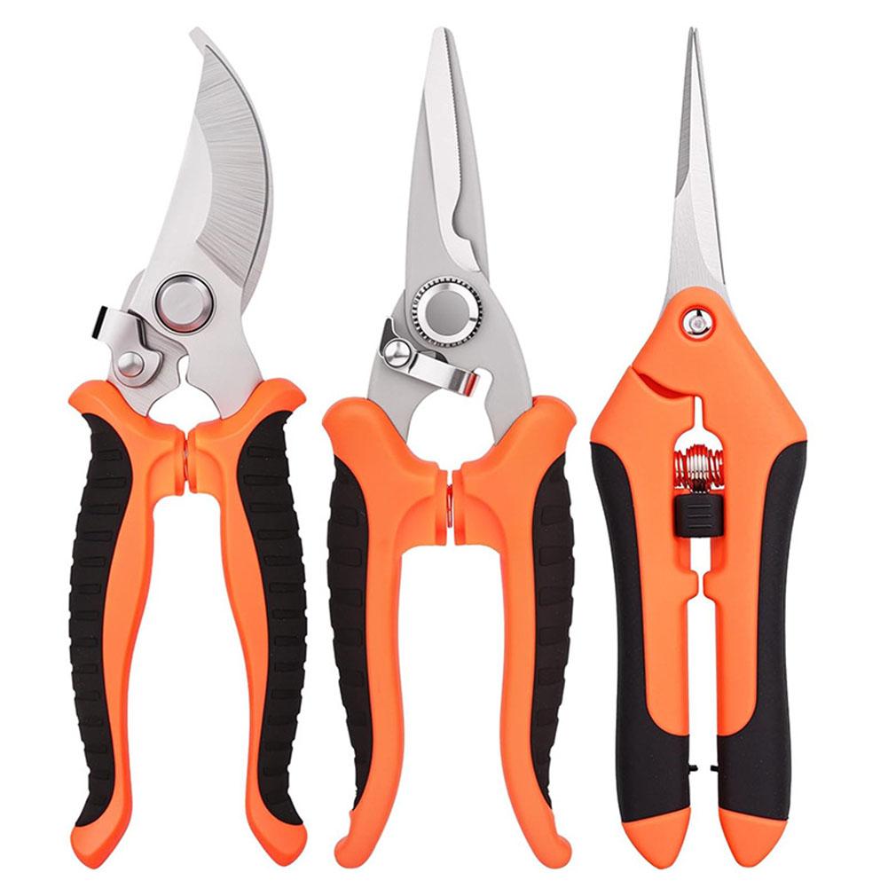 3PCS Garden Pruning Shears Set Stainless Steel Scissors Clippers Pruning Snips Shears Hand Tools for Flowers Leaves Potted Tools