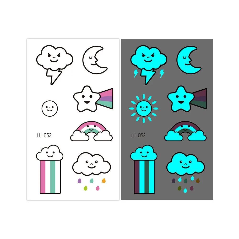 1Sheet Fashion Waterproof Blue Luminous Tattoo Sticker Star Feather Tattoo Sticker Body Art Removable Temporary Tattoos