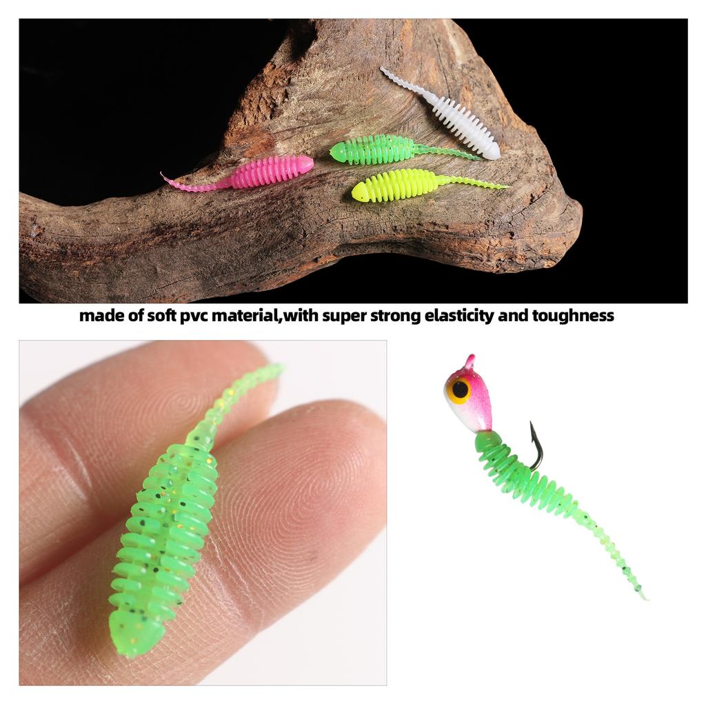 93pcs Ice Fishing Jigs Kit Includes Jig Hds Hook and Soft Lures for Bass Trout Walleye