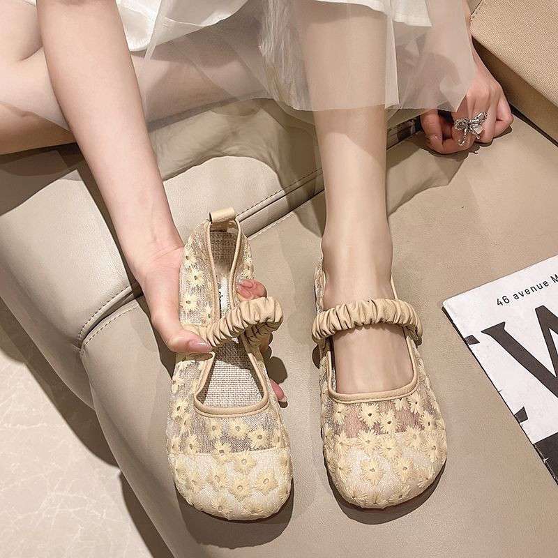 

35-43 Женская обувь больших размеров 41 Широкая стопа Толстые сетчатые сандалии Плоская подошва Полые дышащие туфли-лодочки Обувь Doudou Обувь рыбака 42 43 хаки